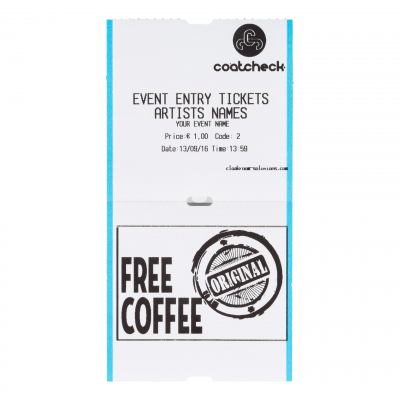 Coatcheck single part entry ticket with voucher, 14x325 tickets, white/blue 
