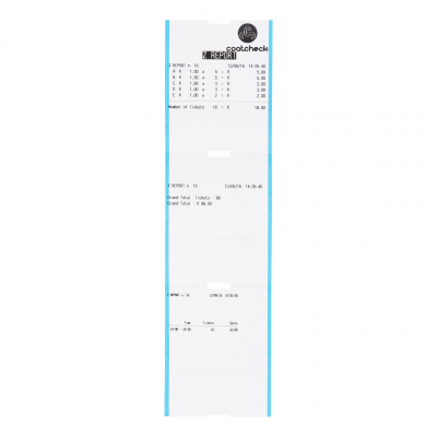 Coatcheck single part entry ticket, 14x325 tickets, white/blue Z-Report