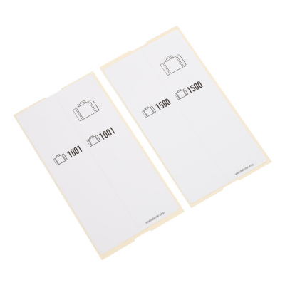 500 self-adhesive luggage tags, White, pre-printed, series 1001-1500