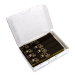 Box with 500 pre-printed self adhesive luggage tags Black with gold print serie 1 - 500