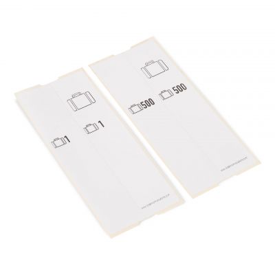 500 pre-printed self adhesive luggage tags white serie 001-500